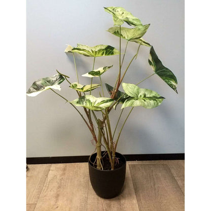 Plante artificielle Alocasia en pot - plante d'intérieur - H.75cm vert crème