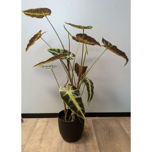 Plante artificielle Alocasia en pot - plante d'intérieur - H.75cm vert foncé