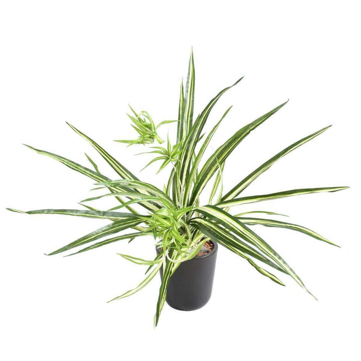 Plante artificielle Chlorophytum en piquet - déco d'intérieur - H.60cm panaché