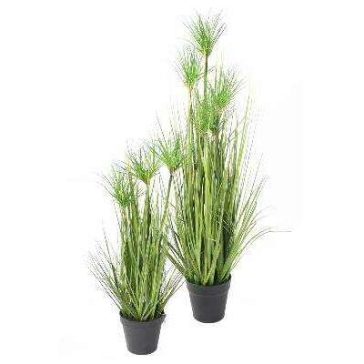 Plante artificielle Chrysopogon en pot - Graminée pour intérieur - H. 60cm