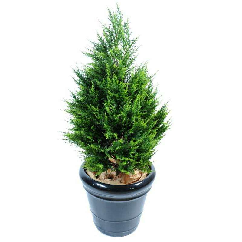 Plante artificielle Cypres artificiel (juniperus vert) - intérieur extérieur - H.105cm vert 2 nuances