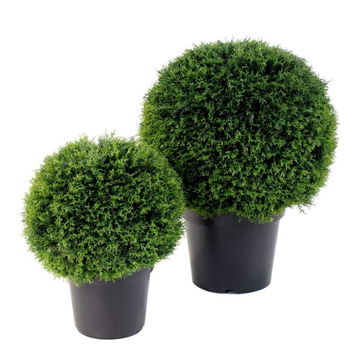 Plante artificielle Cyprès boule en pot - intérieur extérieur - H.43cm vert