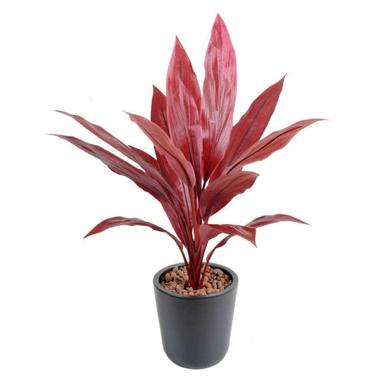 Plante artificielle Dracaena Cordyline en piquet - intérieur - H.60cm rouge