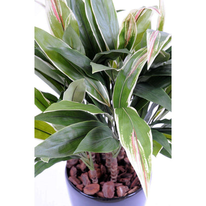 Plante artificielle Dracaena Cordyline touffe - déco d'intérieur - H.85cm vert jaune