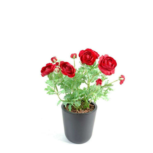 Plante artificielle fleurie - Renoncule rouge en piquet - H.38 cm rouge