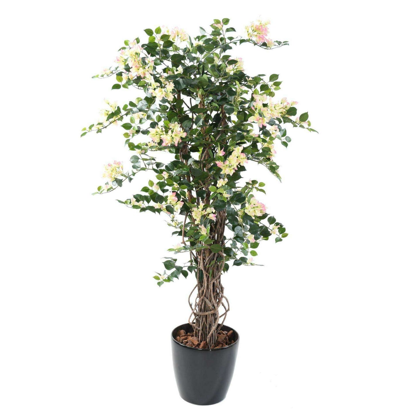 Plante artificielle fleurie Bougainvillier - arbre semi-naturel d'intérieur - H.150cm blanc rose