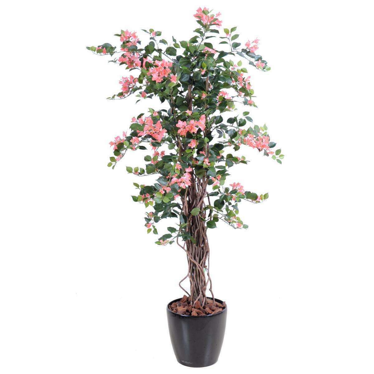 Plante artificielle fleurie Bougainvillier - arbre semi-naturel d'intérieur - H.150cm rose