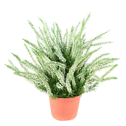 Plante artificielle Fleurie Bruyère plastique en pot - intérieur extérieur - H.35cm blanc