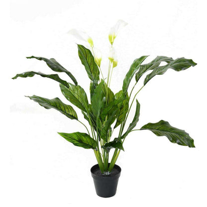 Plante artificielle fleurie Spathiphyllum 4 fleurs - intérieur extérieur - H.90cm