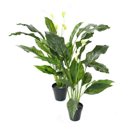 Plante artificielle fleurie Spathiphyllum 4 fleurs - intérieur extérieur - H.90cm