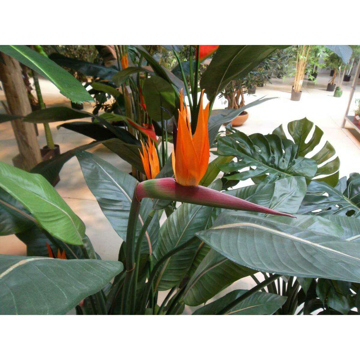 Plante artificielle fleurie Strelitzia 3 fleurs - décoration d'intérieur - H.150cm