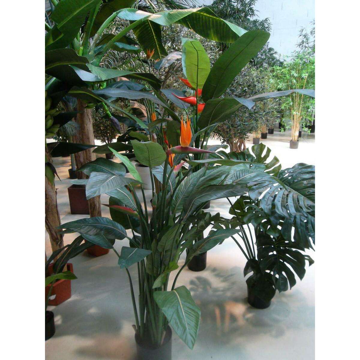 Plante artificielle fleurie Strelitzia 3 fleurs - décoration d'intérieur - H.150cm