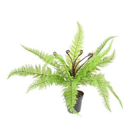 Plante artificielle Fougère Boston en piquet 12 feuilles - plante d'intérieur - H.59cm vert