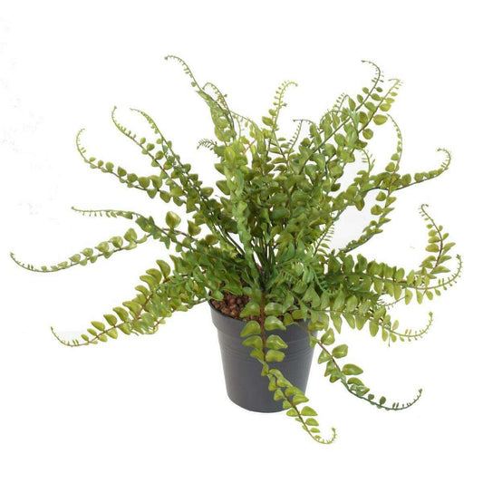 Plante artificielle Fougère plastique en piquet - intérieur extérieur - H.38cm vert