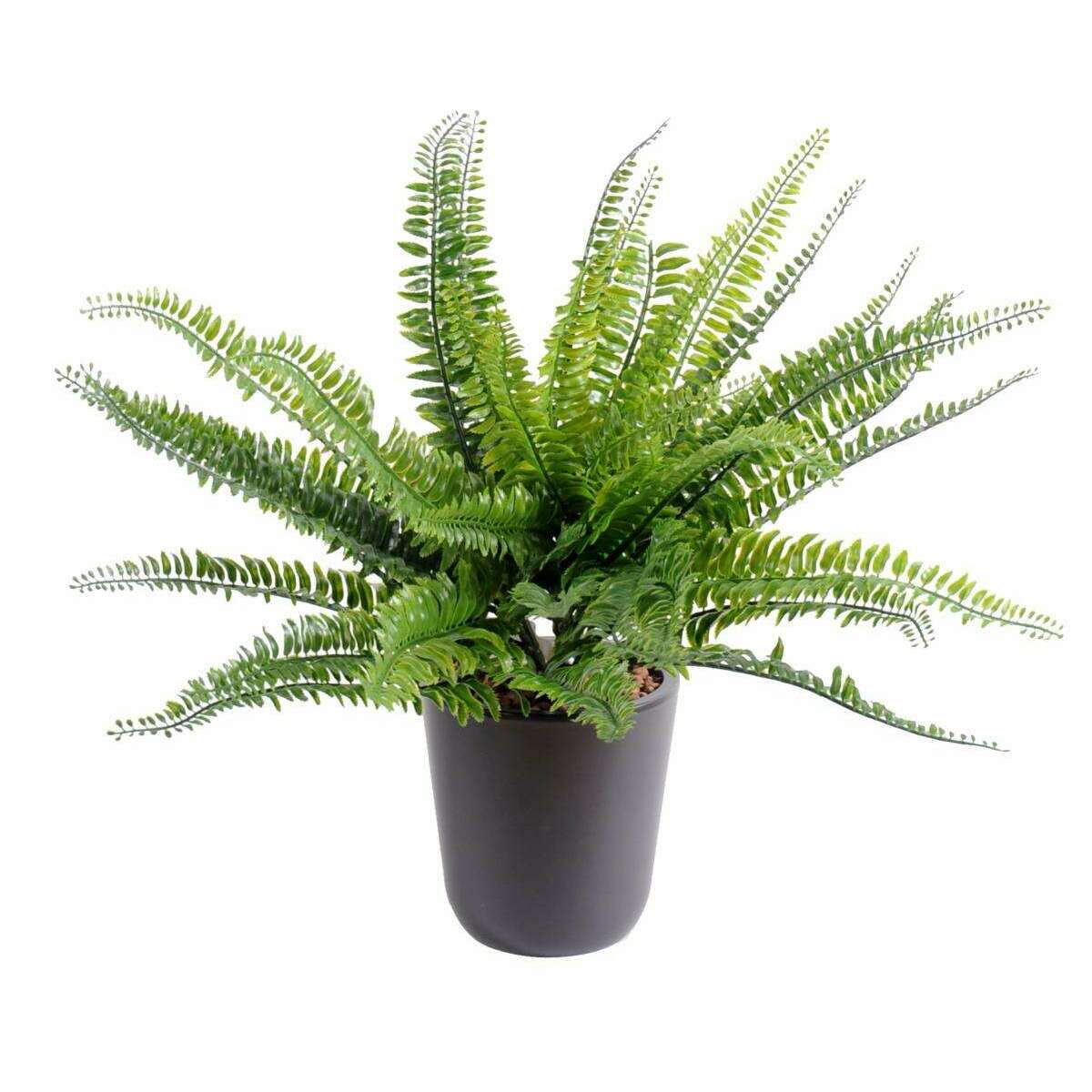 Plante artificielle Fougère plastique en piquet - intérieur extérieur - H.40cm vert