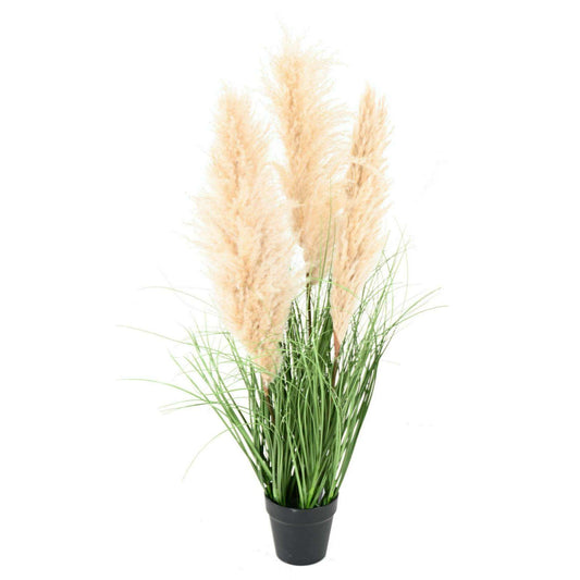 Plante artificielle Graminée Carex - 3 plumeaux naturels - H.105cm vert