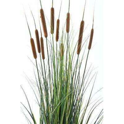 Plante artificielle Graminée Roseau Cattail en pot - décoration d'intérieur - H.120cm