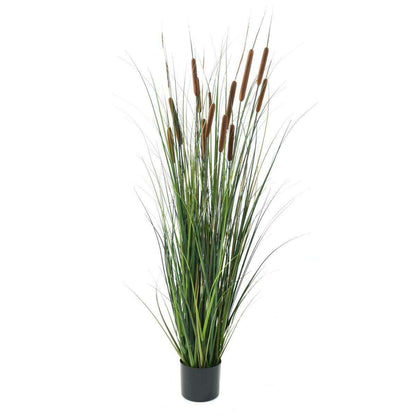 Plante artificielle Graminée Roseau Cattail en pot - décoration d'intérieur - H.150cm