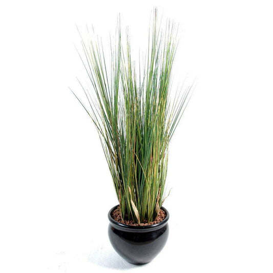 Plante artificielle Herbe luxe Onion Grass en pot - intérieur - H. 125cm vert jaune