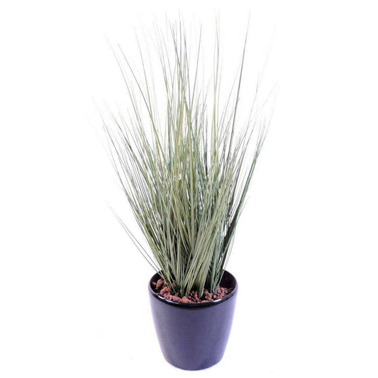 Plante artificielle Herbe luxe Onion Grass en pot - intérieur - H. 75 cm vert gris