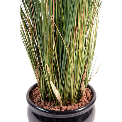 Plante artificielle Herbe luxe Onion Grass en pot - intérieur - H.95cm vert jaune