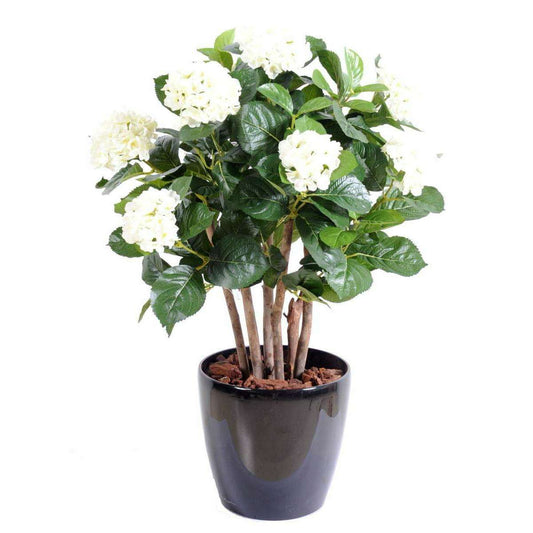 Plante artificielle Hortensia buisson - fleurs pour intérieur - H.80cm blanc