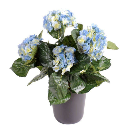 Plante artificielle Hortensia en piquet - fleurs pour intérieur - H.40cm bleu