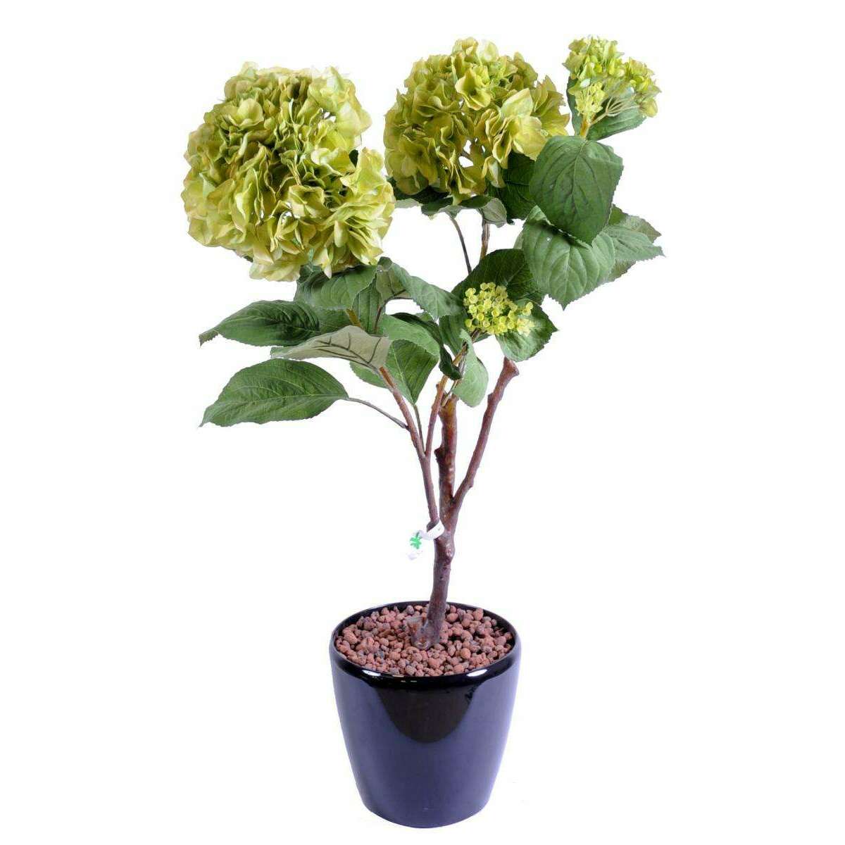 Plante artificielle Hortensia en piquet - fleurs pour intérieur - H.82cm vert