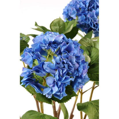 Plante artificielle Hortensia pot terre - fleurs pour intérieur - H.105cm bleu