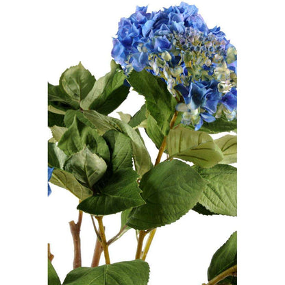 Plante artificielle Hortensia pot terre - fleurs pour intérieur - H.105cm bleu