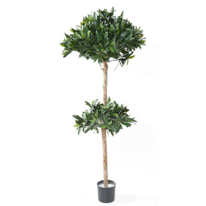 Plante artificielle Laurier double boule UV résistant - intérieur extérieur - H.170cm vert