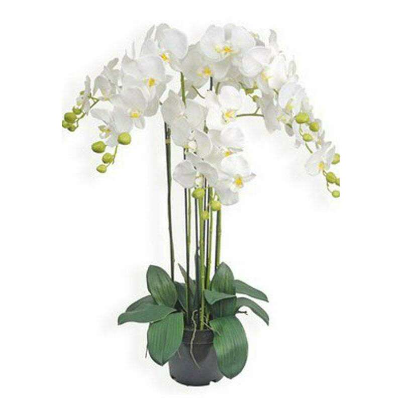 Plante artificielle Orchidée en pot - plante synthétique - H.90cm blanc