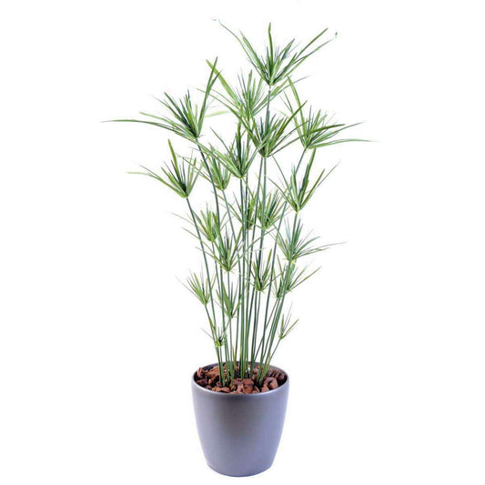 Plante artificielle Papyrus ornemental en pot - décoration d'intérieur - H.110cm vert