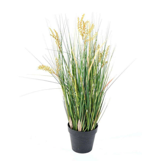 Plante artificielle Papyrus Scirpus Validus fleuri en pot - intérieur - H.90cm