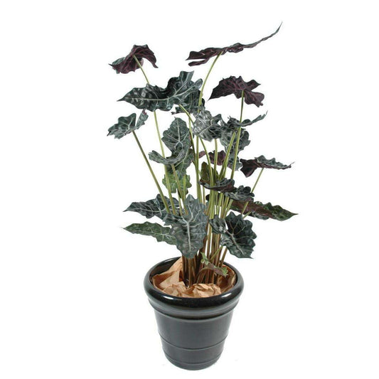 Plante artificielle tropicale Alocasia - déco intérieur - H.110cm vert rouge