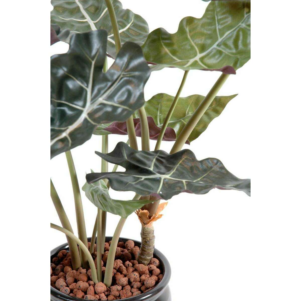 Plante artificielle tropicale Alocasia - déco intérieur - H.65cm vert rouge