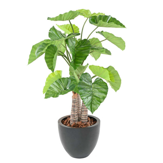 Plante artificielle tropicale Alocasia 3 troncs - décoration d'intérieur - H.130cm vert