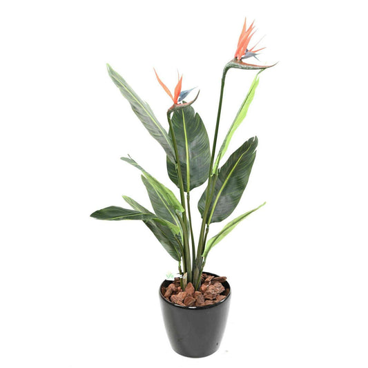 Plante artificielle tropicale Strelitzia 2 fleurs - décoration d'intérieur - H.95cm