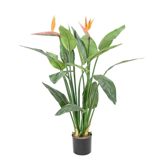 Plante artificielle tropicale Strelitzia 2 fleurs 2 boutons - décoration d'intérieur - H.110cm