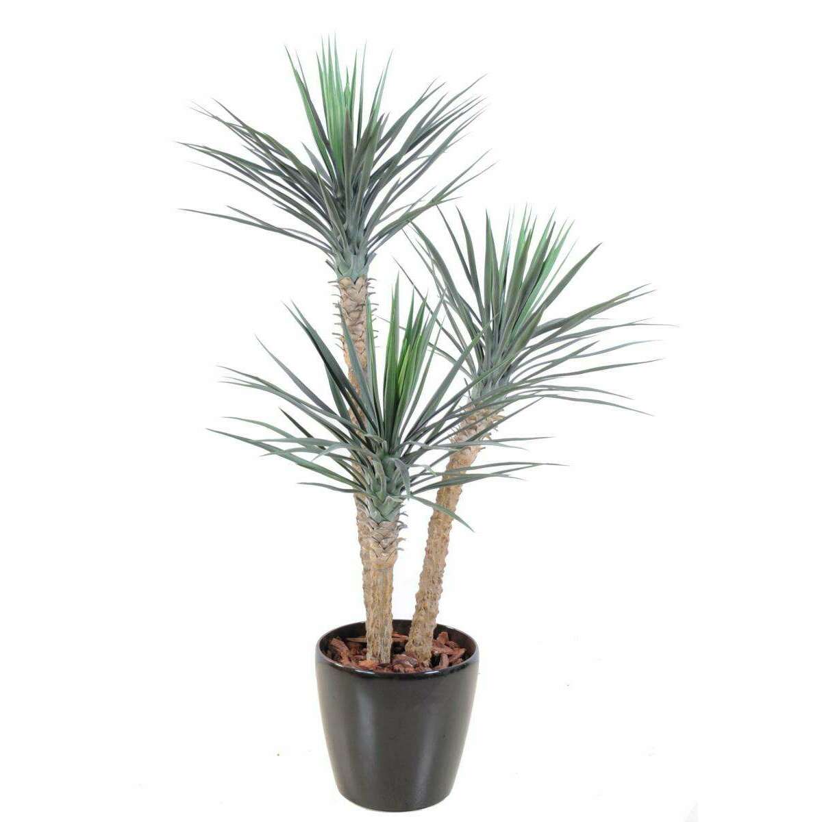 Plante artificielle Yucca 3 troncs - décoration pour intérieur - H.155cm vert