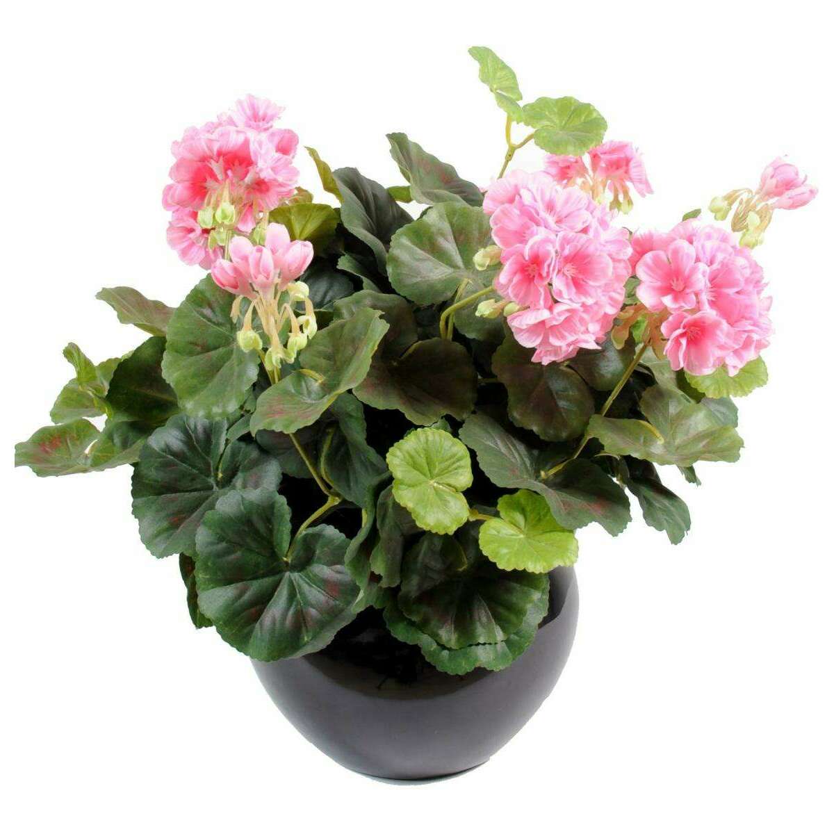 Plante fleurie artificielle - Géranium en piquet - H.35 cm rose