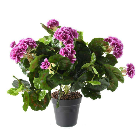 Plante fleurie artificielle - Géranium en piquet - H.35cm violet