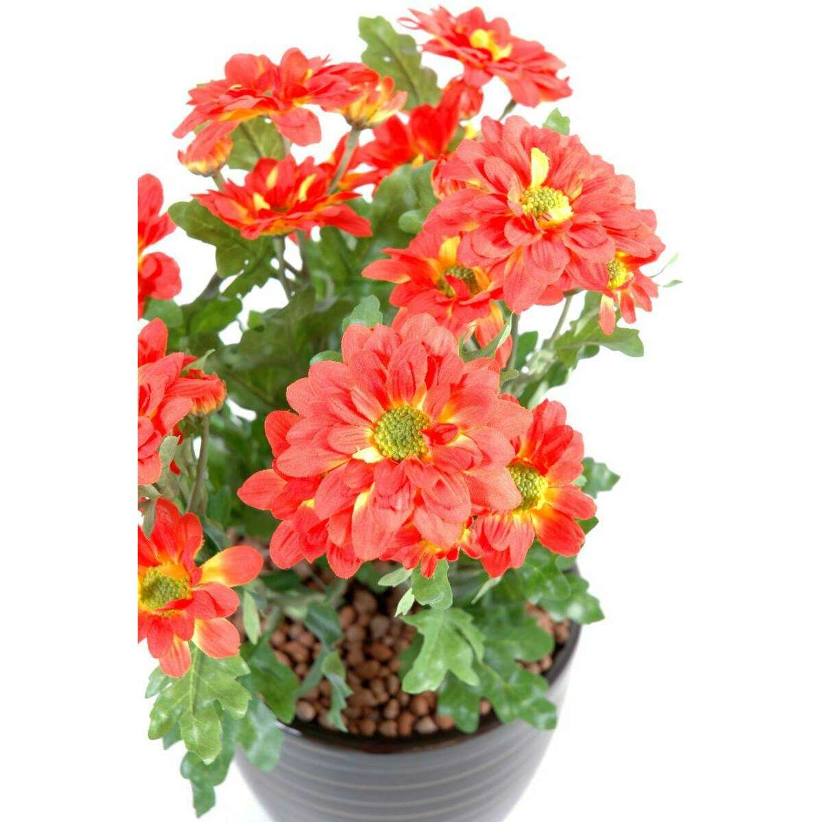 Plante fleurie artificielle Chrysanthème mini en piquet - décoration intérieure - 25cm rouge