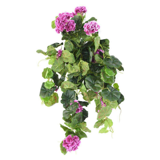 Plante fleurie artificielle Chute de Géranium - décoration d'intérieur - H.60cm violet