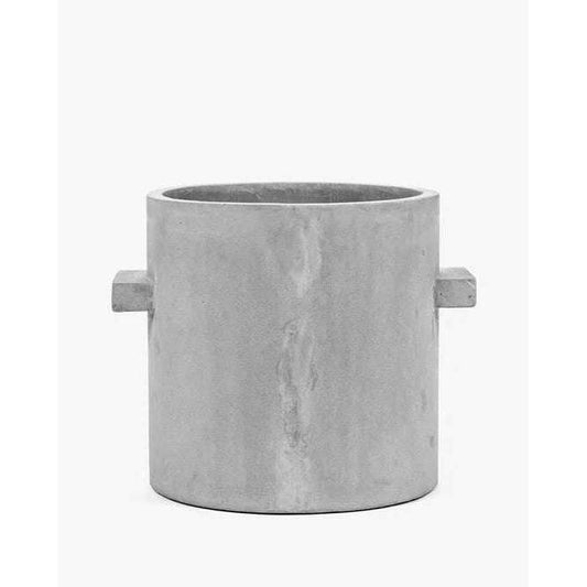 Pot de fleur rond en béton - décoration d'intérieur - H.27xØ.27cm gris ciment