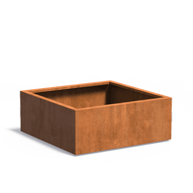 Pot pour fleur bac carré aspect rouillé - intérieur extérieur - L.100xH.40cm Acier Corten