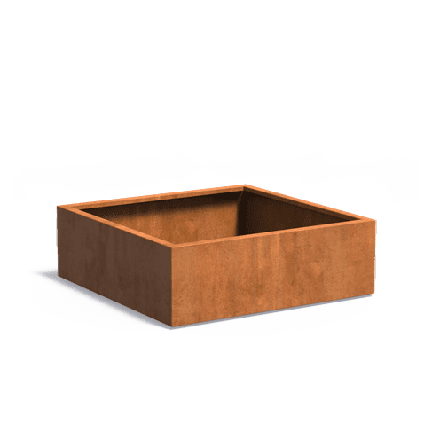 Pot pour fleur bac carré aspect rouillé - intérieur extérieur - L.120xH.40cm Acier Corten