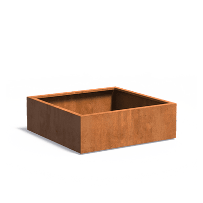 Pot pour fleur bac carré aspect rouillé - intérieur extérieur - L.120xH.40cm Acier Corten