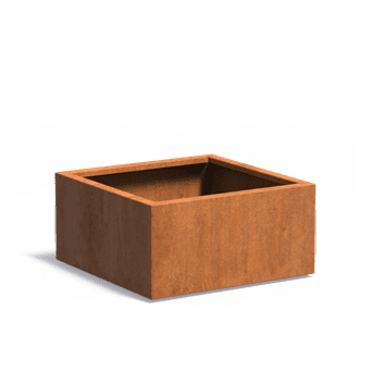 Pot pour fleur bac carré aspect rouillé - intérieur extérieur - L.80xH.40cm Acier Corten