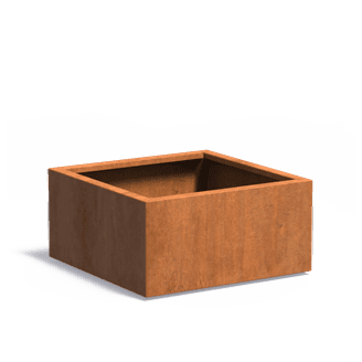 Pot pour fleur bac carré aspect rouillé - intérieur extérieur - L.80xH.60cm Acier Corten